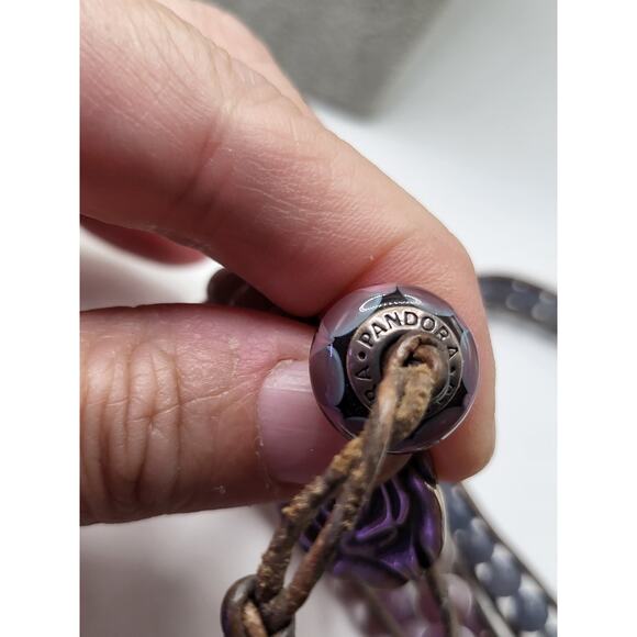 Boho Leather Beaded Necklace Pandora S925 Charm Wrap Style 19 Inch - Picture 11 of 13